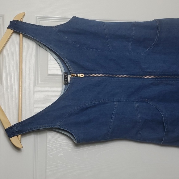 Venus Denim Overall Dress Full Zip  Front Size Small - Picture 3 of 11